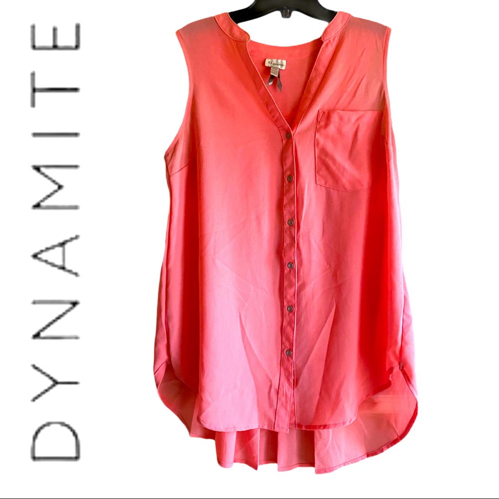 2/$25- DYNAMITE Salmon Pink Back Pleated Sleeveless Top